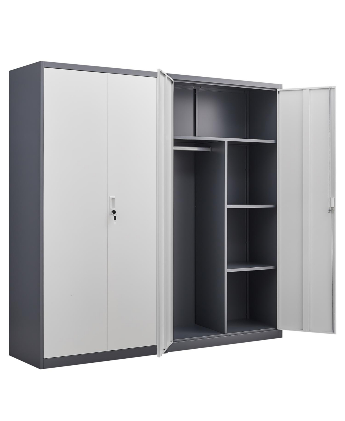 Streamdale Furniture Gray Metal Lockable Wardrobe - Fireproof & Waterproof