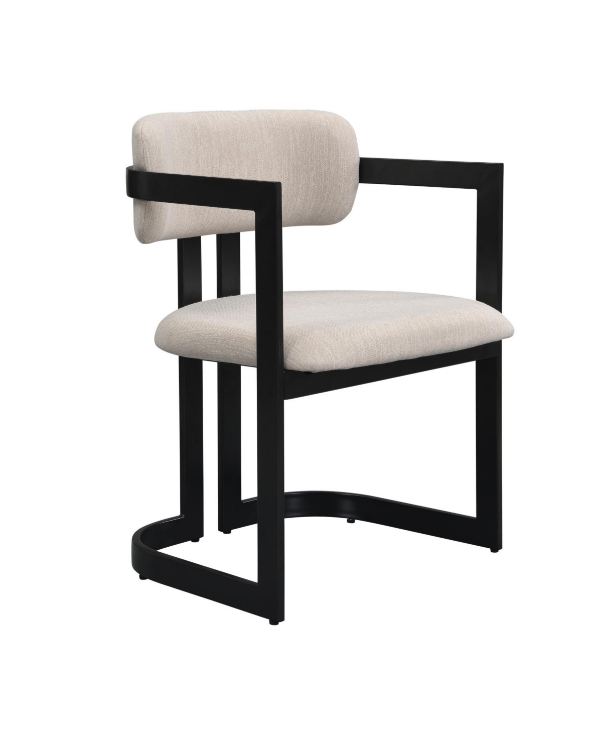 Streamdale Furniture + Set of 2 + Beige Fabric + Black Metal Frame + Upholstered Dining Chairs