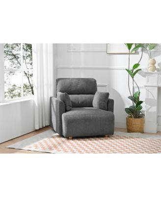 Oversized Accent Chair w/ Ottoman - Modern Lounge & Reading Chair (Dark Gray)