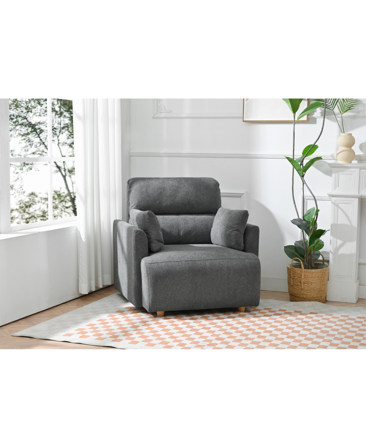 Streamdale Furniture Oversized Accent Chair w/ Ottoman - Modern Lounge & Reading Chair (Dark Gray)