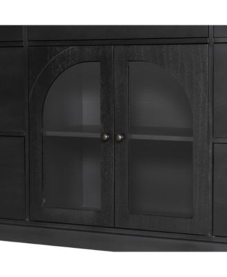 Black 2-Door 7-Drawer Storage Cabinet