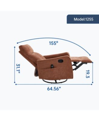 Orange Heat Massage Rocker Swivel Recliner