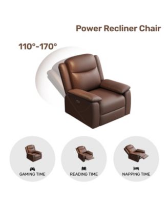  Rocker Recliner with USB, 360 Swivel, Oversized, Overstuffed - Brown