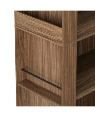  78" Arched Bookcase - Mid Century Modern 4-Tier Display Shelf (Brown)