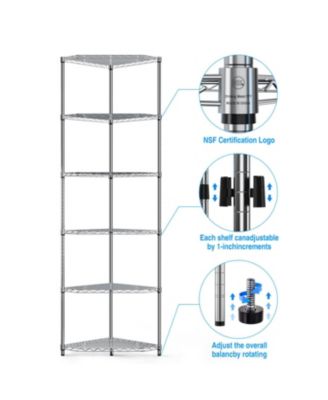 6 Tier Pentagonal Corner Wire Shelf Rack - Chrome