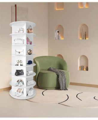  7 Tier Rotating Shoe Rack - White
