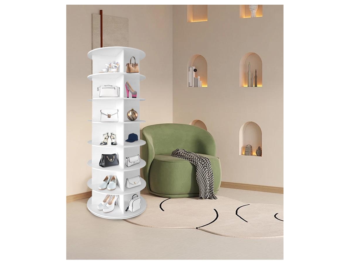 Streamdale Furniture 7 Tier Rotating Shoe Rack - White