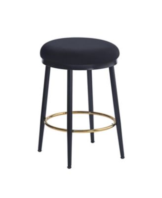 Modern Counter Stools (4), 24.75", Black w/Iron Frame, Cushions
