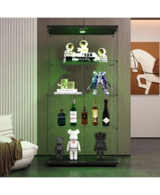 LED Glass Display Cabinet with 4 Shelves, 64.7"x31.7"x14.3")