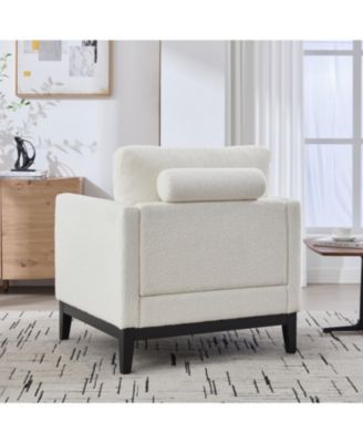35.4" Wide Modern Farmhouse Accent Chair - Ivory Boucle