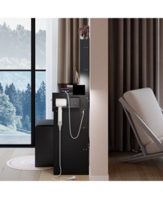 17" LED Vanity Table Set Touch 3 Colors Storage & Power