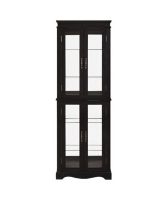 Lighted Glass Curio Cabinet - Black