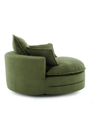 360 Swivel Barrel Chair with Pillows - Green