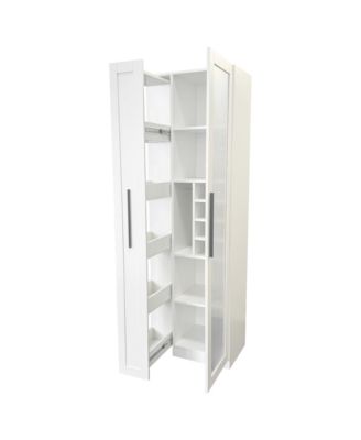 Farmhouse Pantry Cabinet - Pull-Out Shelves & Glass Doors