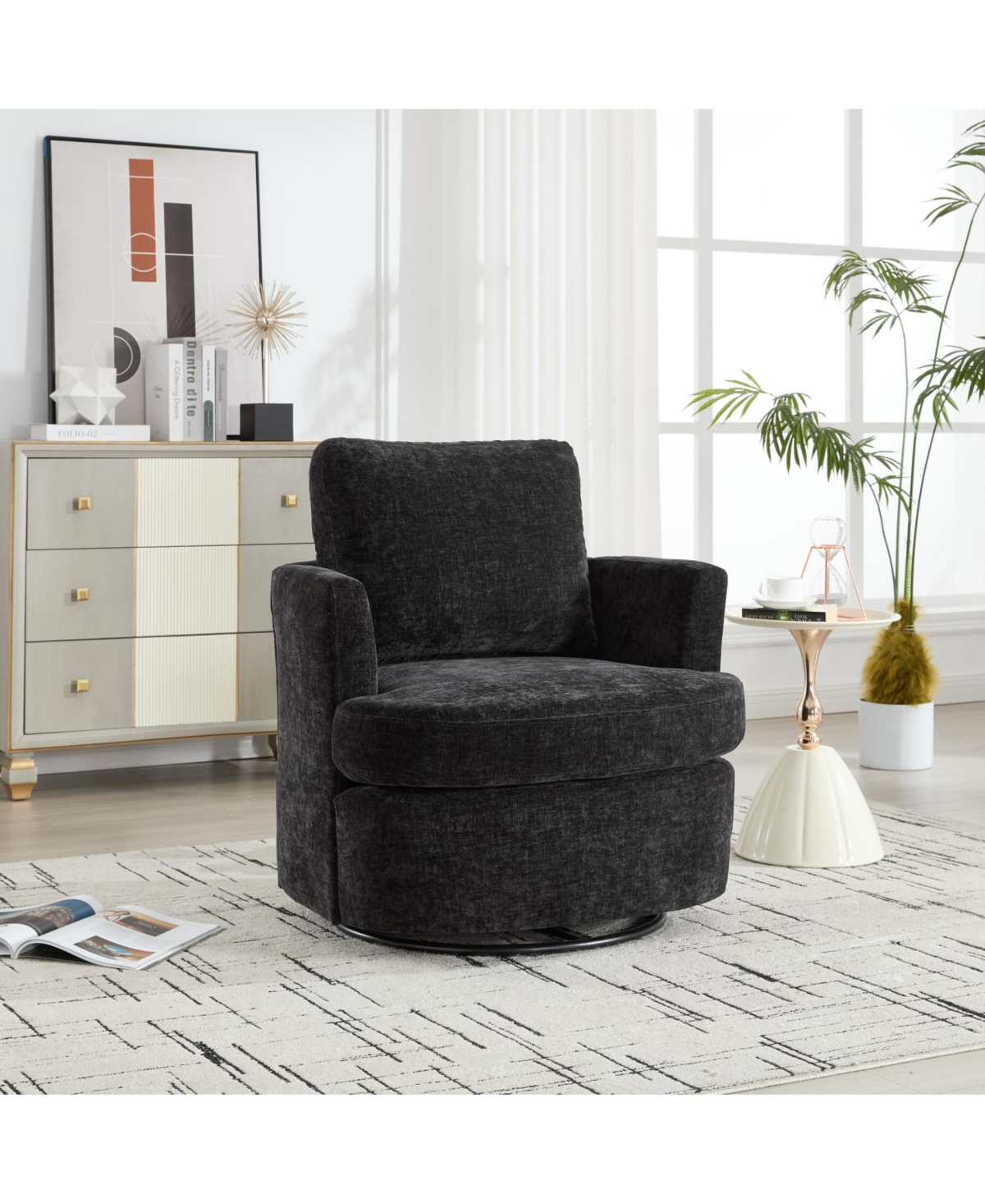 Streamdale Furniture 360 Swivel Chenille Chair- Comfortable, Breathable