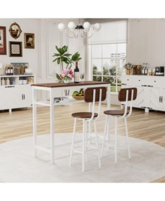 Streamdale 3 Piece Bar Table Set with Metal Frame & Storage