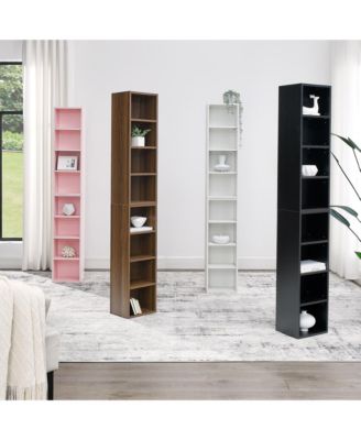  8-Tier Media Tower Rack, Adjustable Shelves, Tall Bookcase