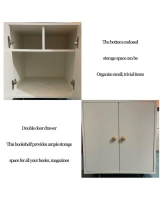 Rotating 5-Tier Corner Bookshelf with Drawer