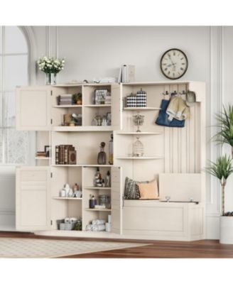 Hall Cabinet with Storage & Hooks