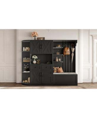 Hall Cabinet with Storage & Hooks