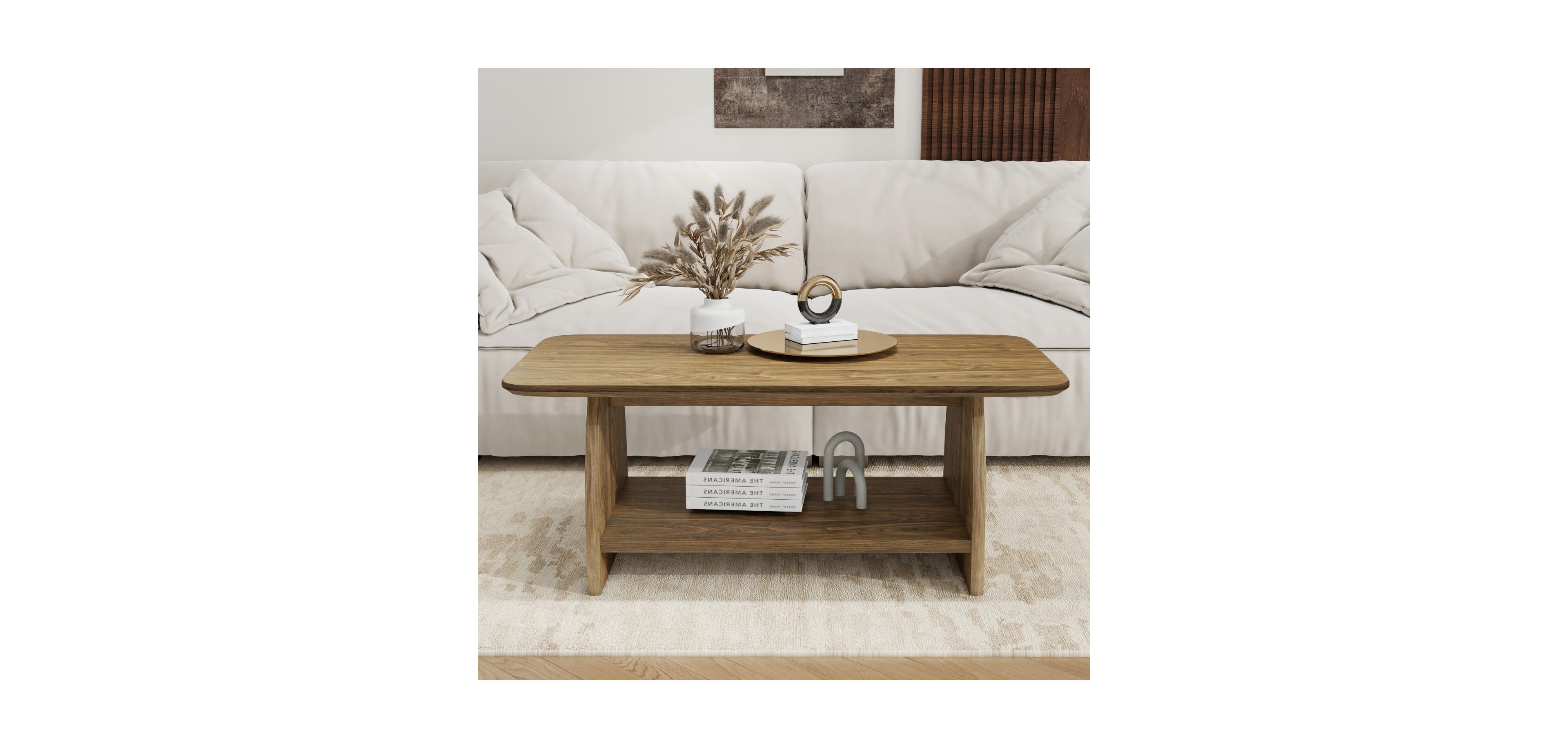 Streamdale Furniture 47" Modern Double-Layer Coffee Table with Storage