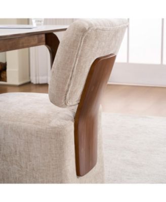 Streamdale Linen Upholstered Armless Dining Chair with Casters,BEIGE