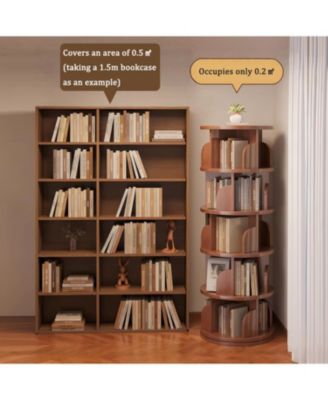Rotating Bookshelf 5-Tier 360 Spinning Tower - Walnut