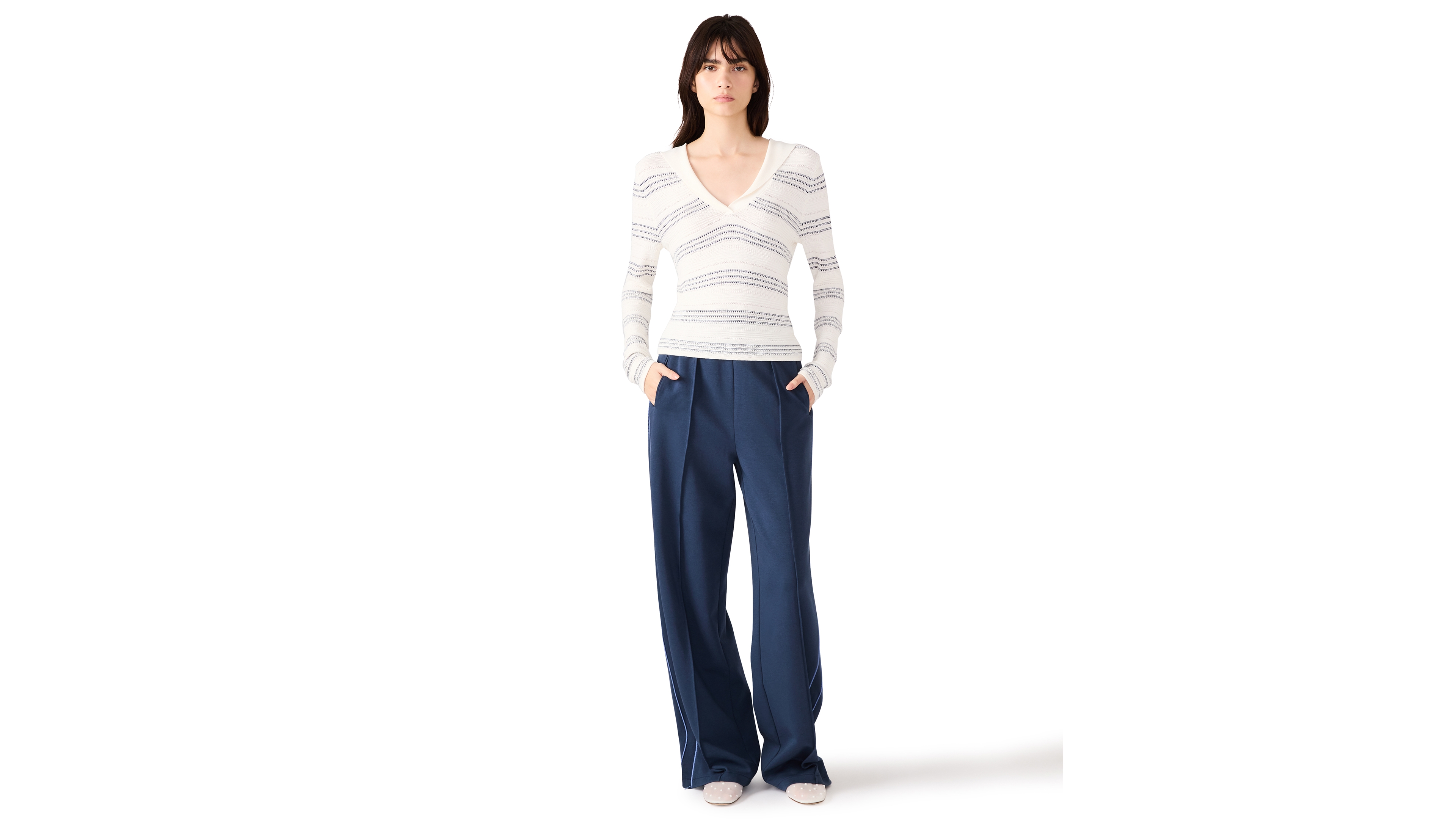 Steve Madden Women's V-Neck Stripe Sweater