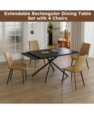 Streamdale Retractable Sintered Stone Dining Set (Table + 4 Chairs