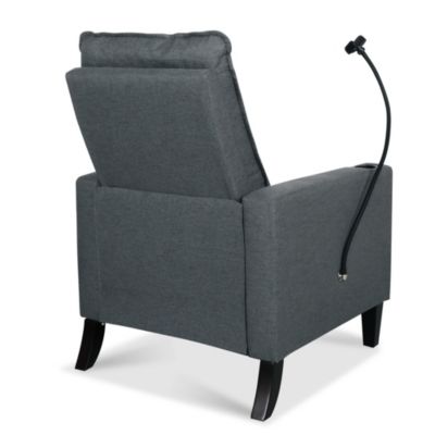 Modern Cozy Fabric Armchair with Adjustable Backrest and Storage