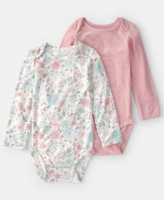 Baby Girls' Butterfly Garden Print Bodysuits, 2-Pack