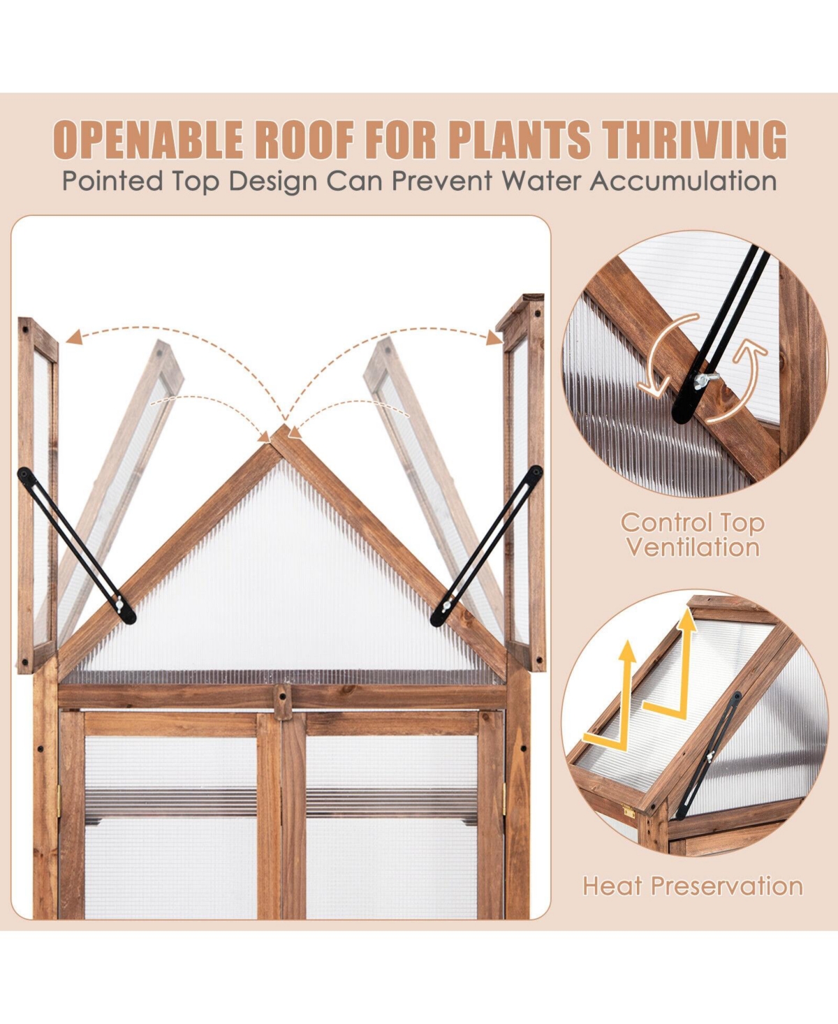 Cold Frame Mini Wooden Greenhouse for Vegetable and Flower