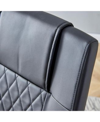 Streamdale 63" Black Marble-Patterned Table with Butterfly Legs and 4 Black PU Chairs