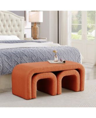 U-Shaped Teddy Ottoman Bench Set of 3