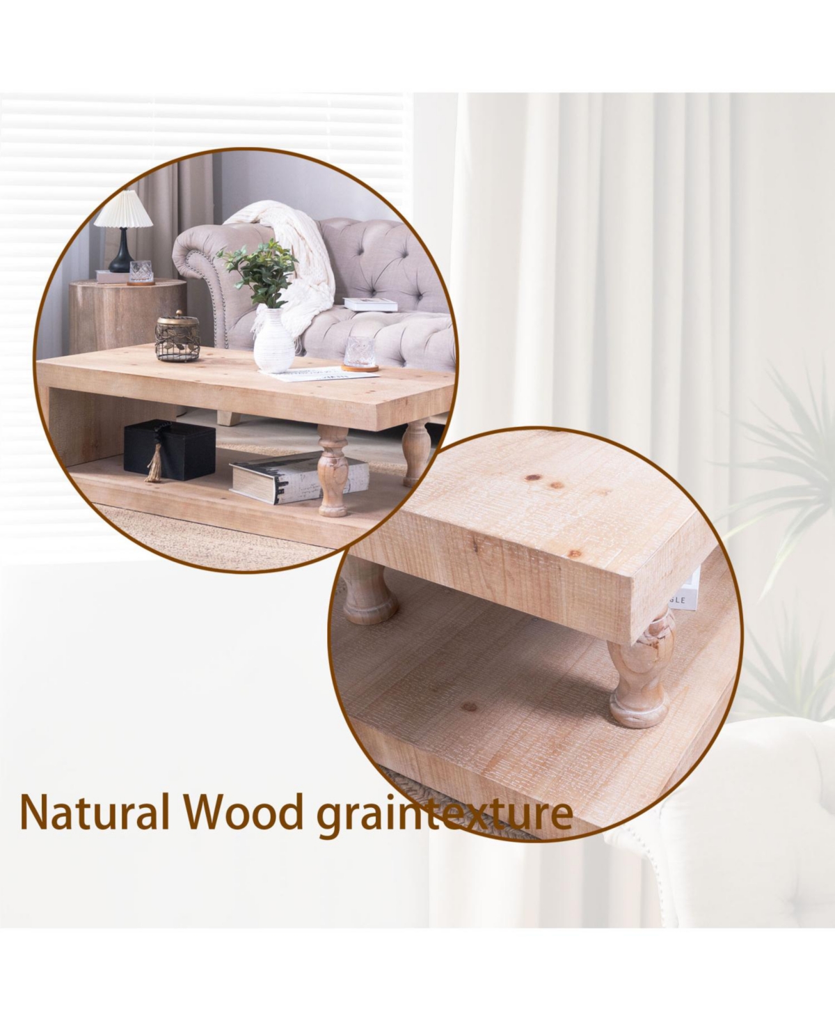 Streamdale Furniture Rustic Wood Coffee Table with Shelf