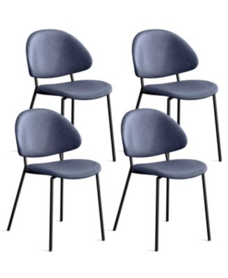 Blue PU Leather Dining Chairs - Set of 4