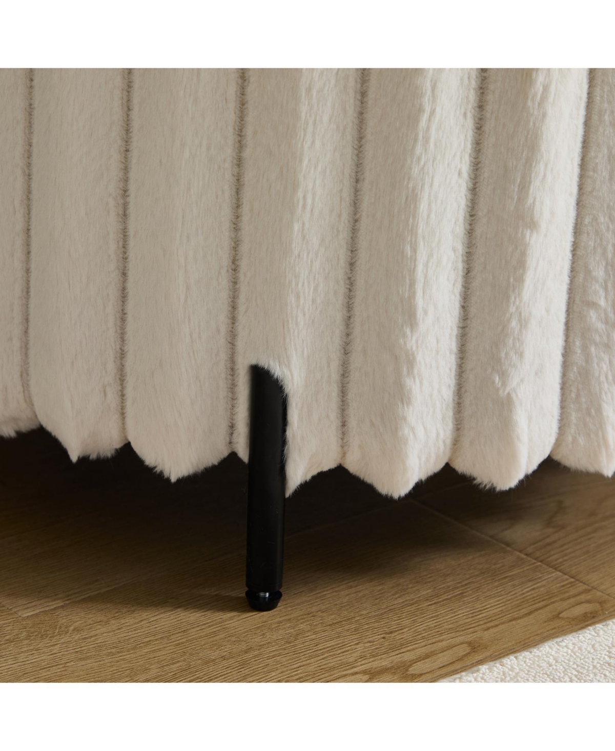 Streamdale Furniture Upholstered Round Ottoman with Metal Legs - Beige