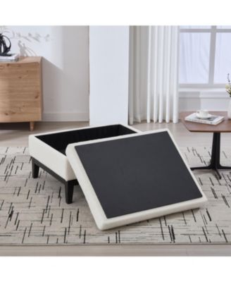 33.86" Ivory Boucle Storage Ottoman/Coffee Table