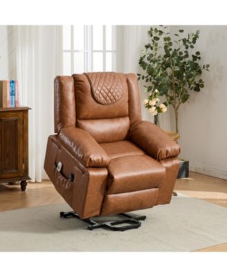 Brown PU Remote-Controlled Heating and Massage Assistive Recliner for SeniorsI