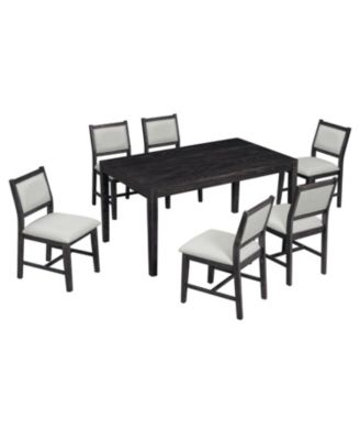 Retro 7-Piece Dining Table Set for 6 (Espresso