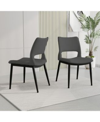 Grey PU Leather Dining Chairs (Set of 2)