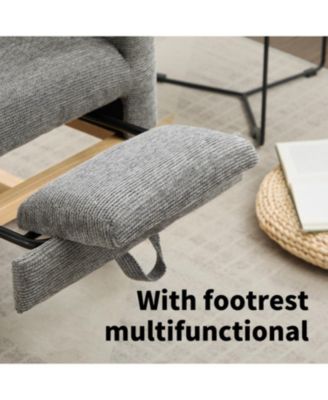 Modern Rocking Chair with Wood Legs & Adjustable Footrest