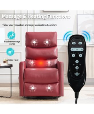 Red Fabric Heat Massage Rocker Recliner