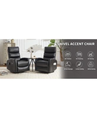 Heat Massage Rocker Recliner Chair, Swivel Fabric