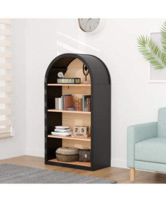 Streamdale 4-Tier Black Arched Bookshelf, 43" Tall Arched Bookcase with Storage Shelves