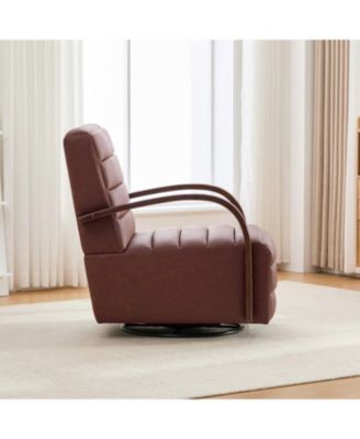 Streamdale Modern Swivel Accent Chair with Wood Armrests