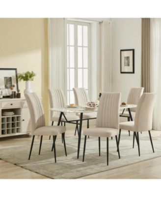 Streamdale Beige Velvet Dining Chairs (Set of 2) - Adjustable Feet