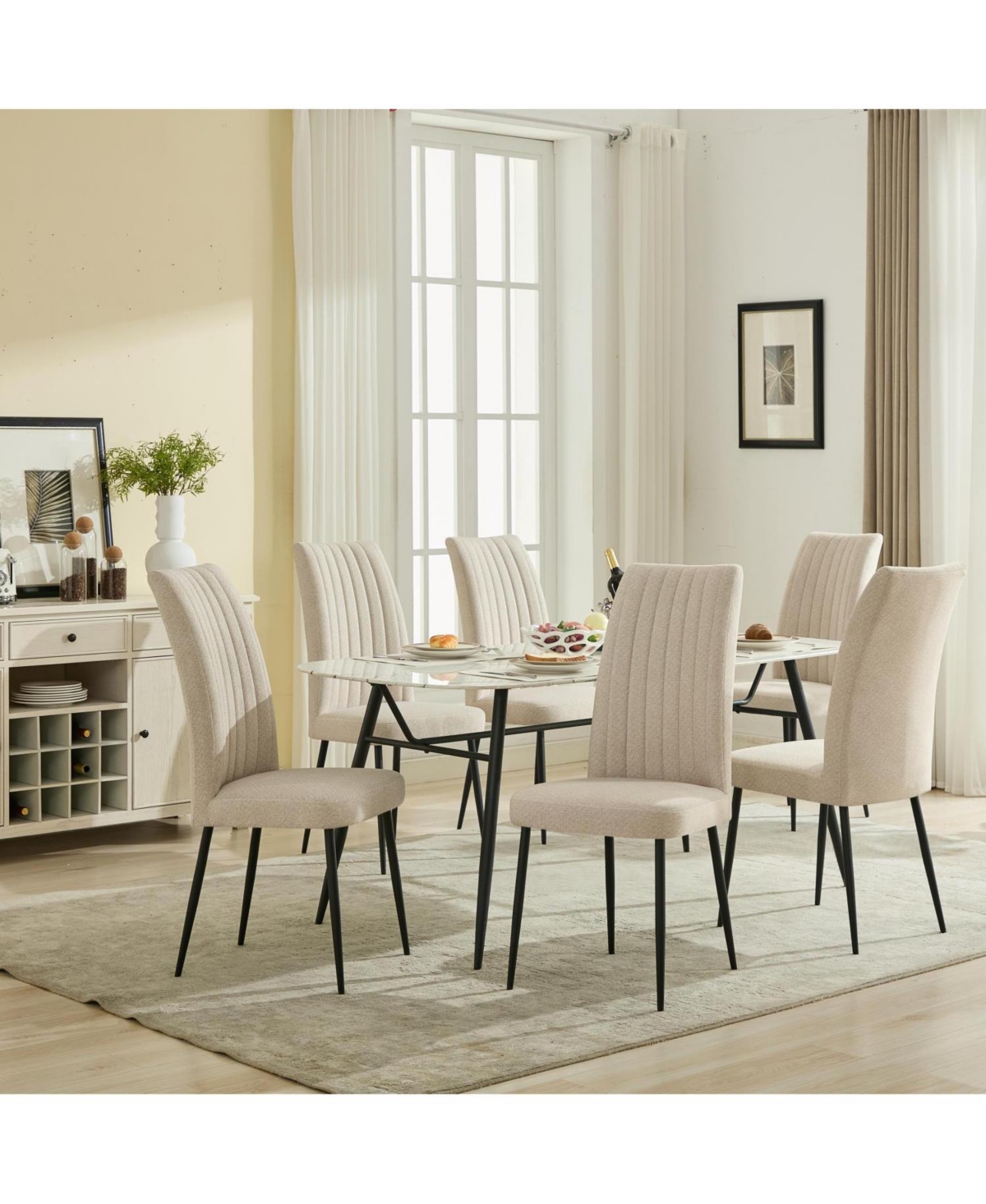 Streamdale Furniture Streamdale Beige Velvet Dining Chairs (Set of 2) - Adjustable Feet