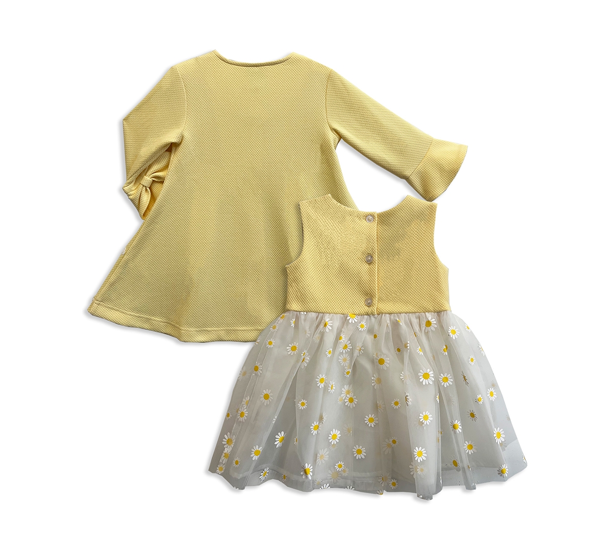 Blueberi Boulevard Baby Girls' Daisy Embroidered Swing Coat and Dress, 2-Piece Set