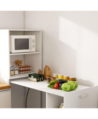 Streamdale Stretchable desk with storage shelves and wheels white